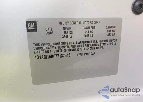 2007 Chevrolet Cobalt Ss z USA, uszkodzony, nr VIN 1G1AM15B677137513